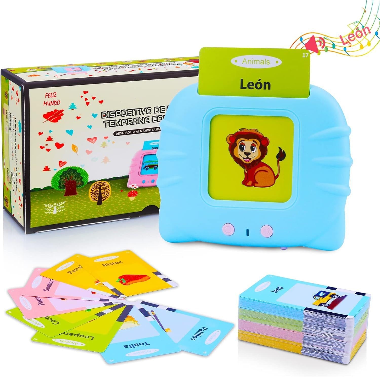 Bilingual Talking Flash Card Machine — 112 Audio Cards for Preschool Learning (English & Spanish)