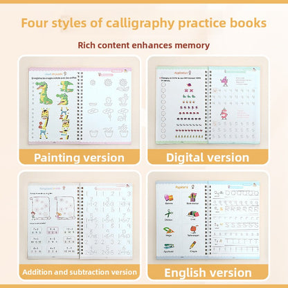 Groove Handwriting Practice Books for Kids — Reusable Tracing Workbooks (4-Pack + Pens)