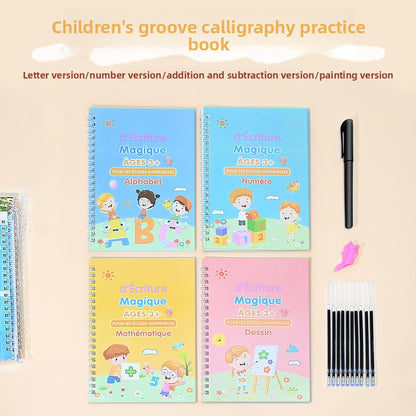 Groove Handwriting Practice Books for Kids — Reusable Tracing Workbooks (4-Pack + Pens)