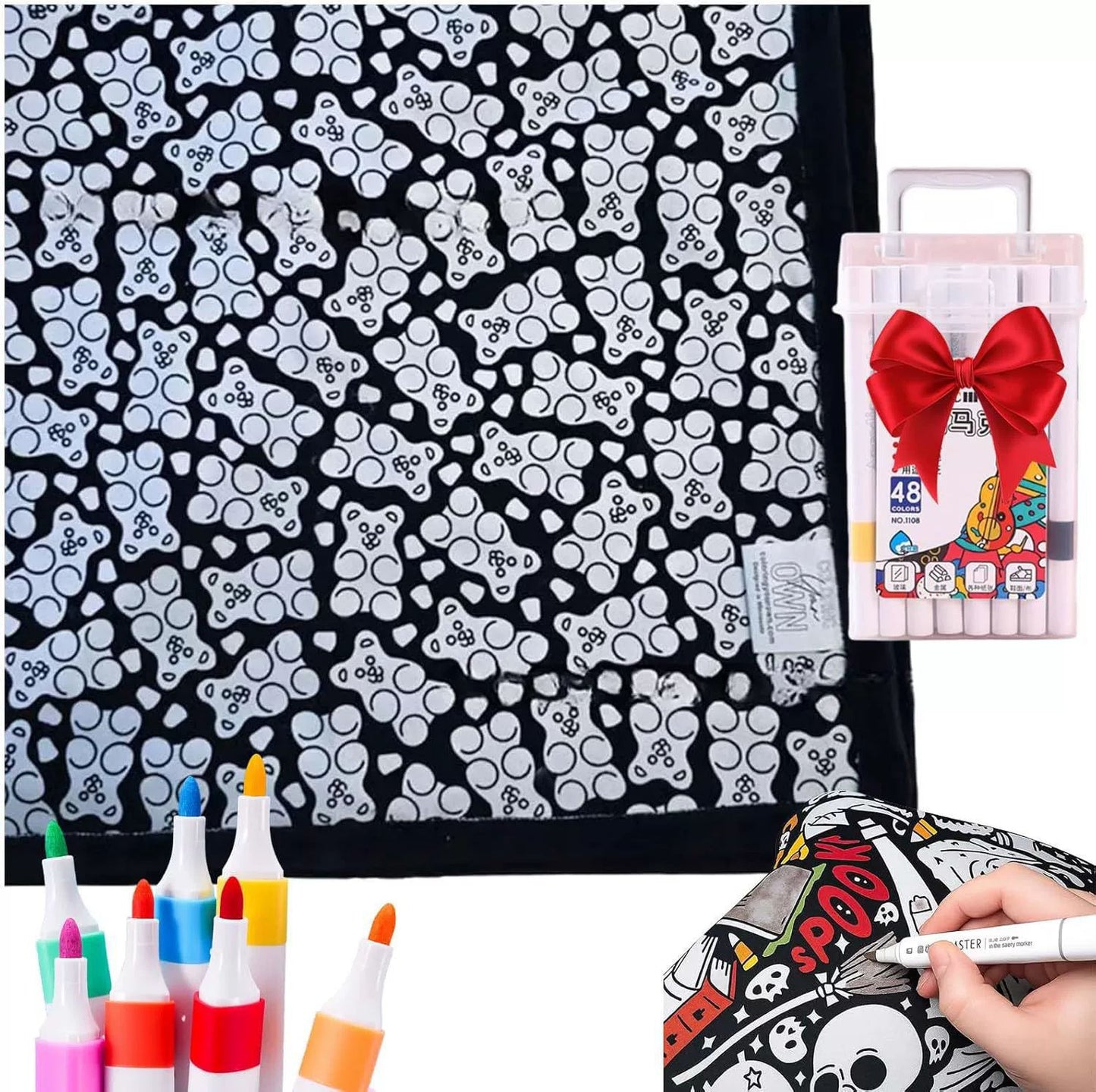 Giant Velvet Coloring Blanket for Kids — Reusable, Washable Markers Included