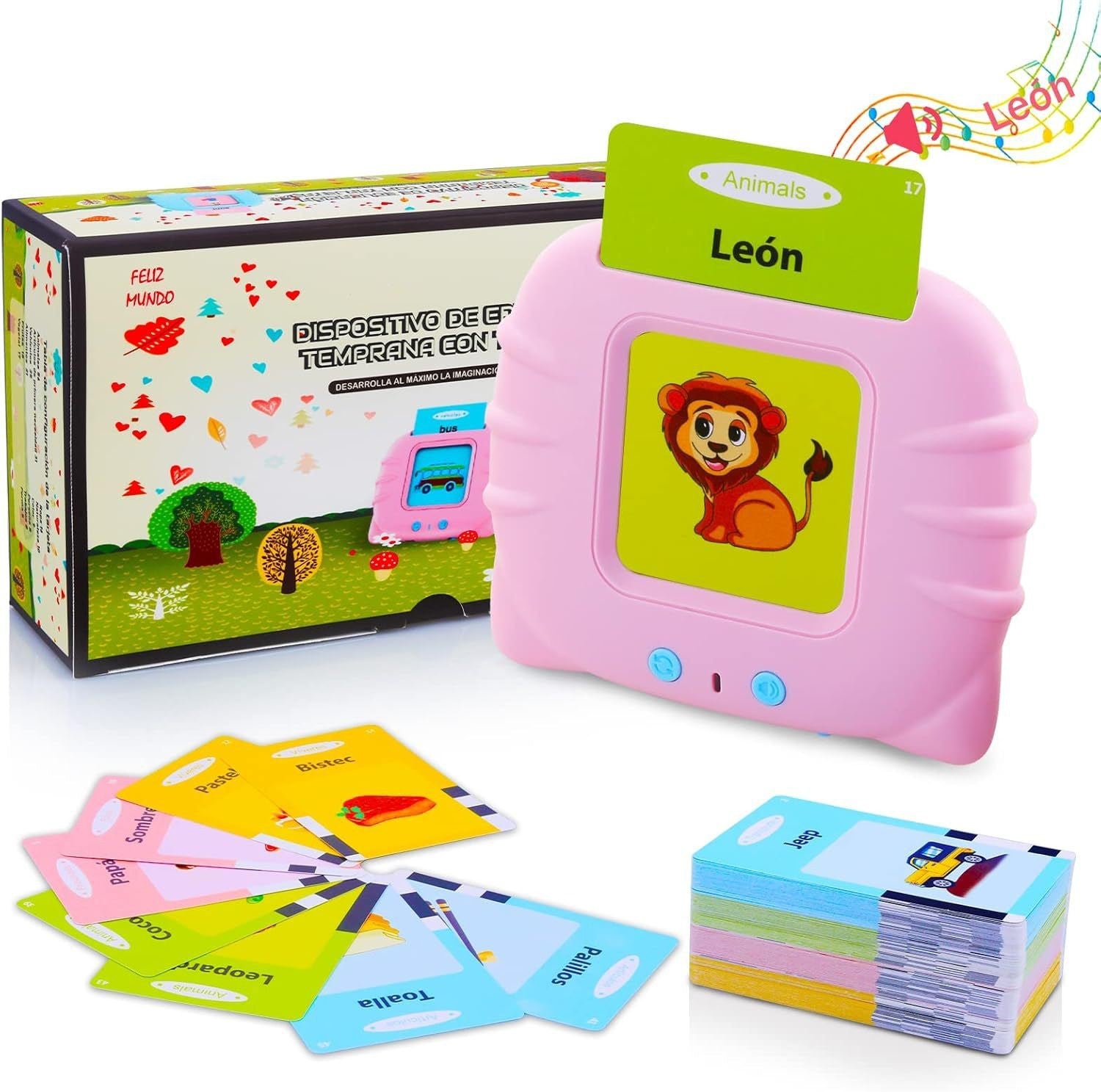 Bilingual Talking Flash Card Machine — 112 Audio Cards for Preschool Learning (English & Spanish)