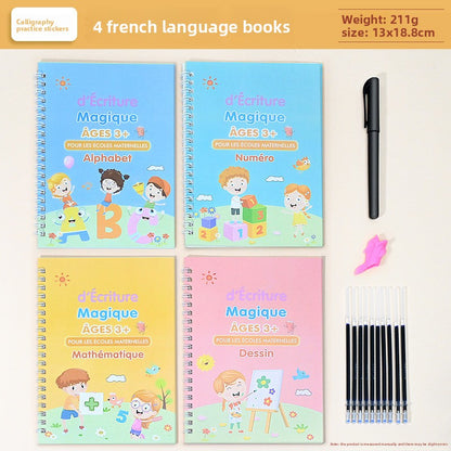 Groove Handwriting Practice Books for Kids — Reusable Tracing Workbooks (4-Pack + Pens)