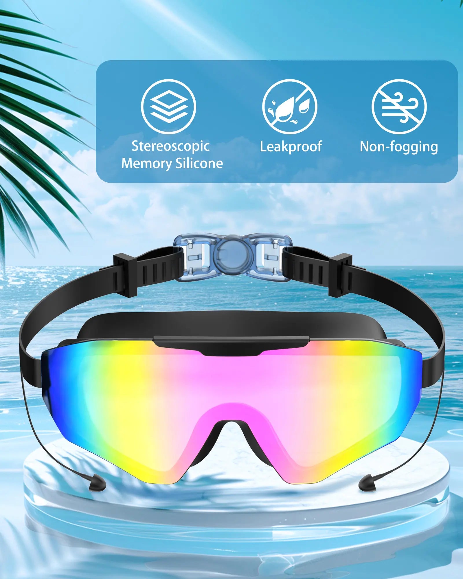 Anti-fog goggles for children - UV protection, full coverage lenses with waterproof earplugs and nose clips