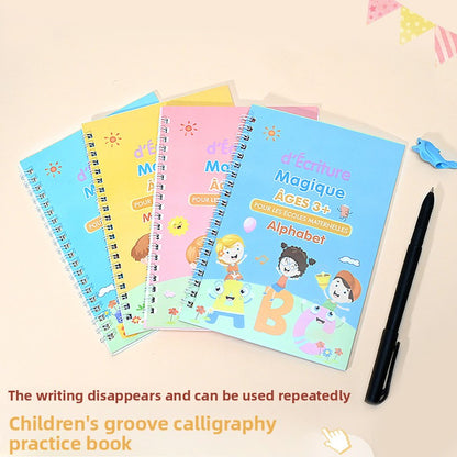 Groove Handwriting Practice Books for Kids — Reusable Tracing Workbooks (4-Pack + Pens)