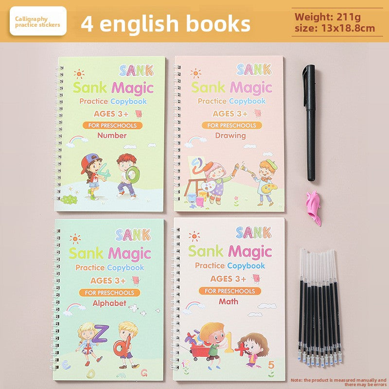 Groove Handwriting Practice Books for Kids — Reusable Tracing Workbooks (4-Pack + Pens)
