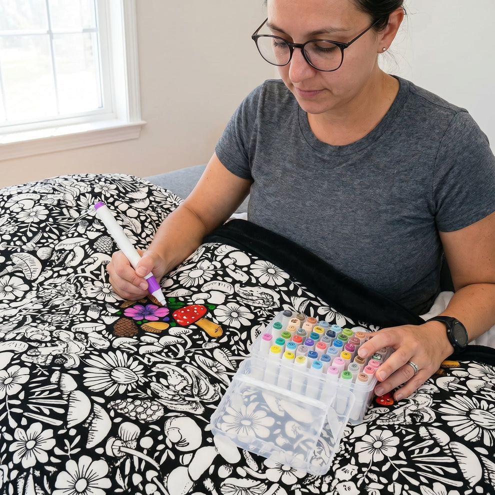 Giant Velvet Coloring Blanket — Free Washable Markers Included