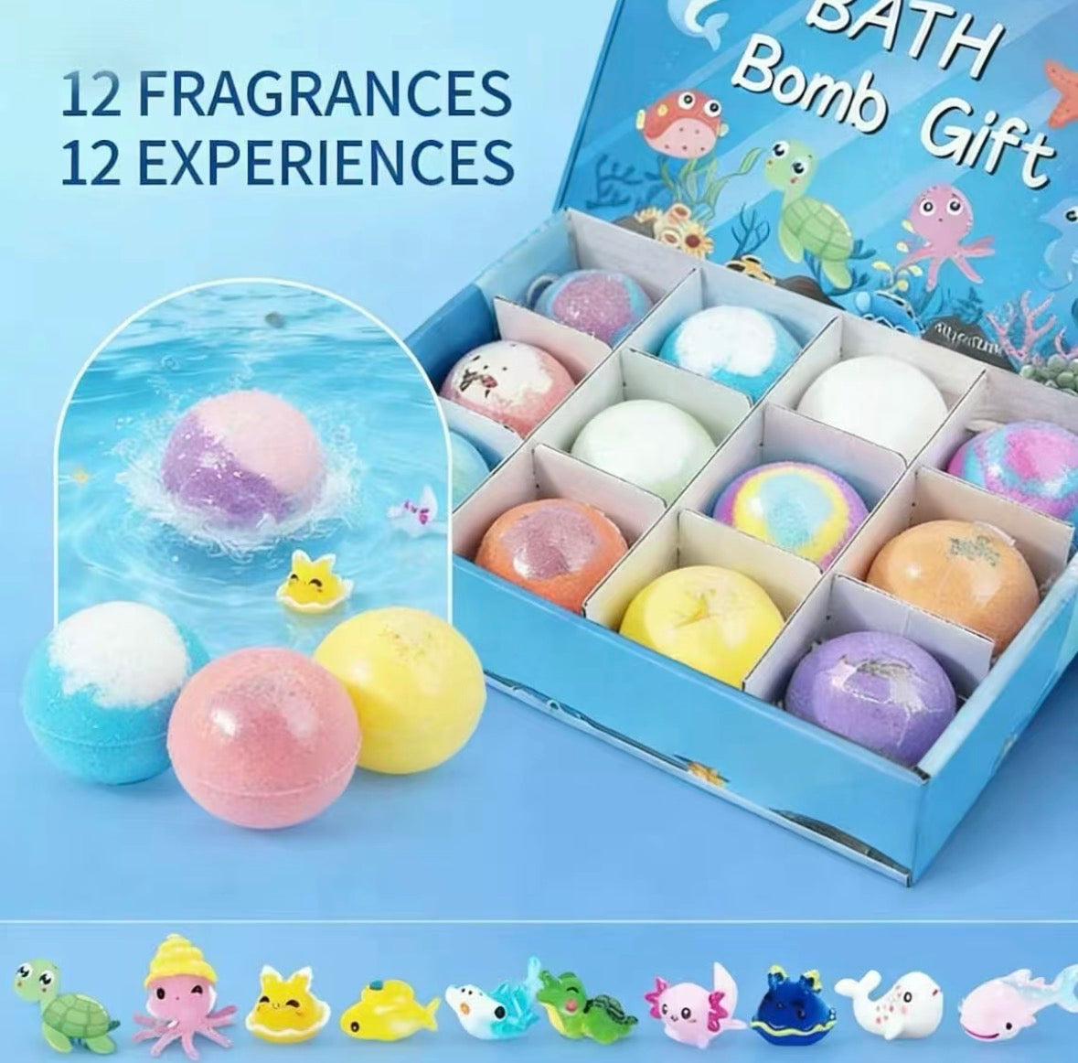 12-Piece Ocean Surprise Toy Bath Bomb Set