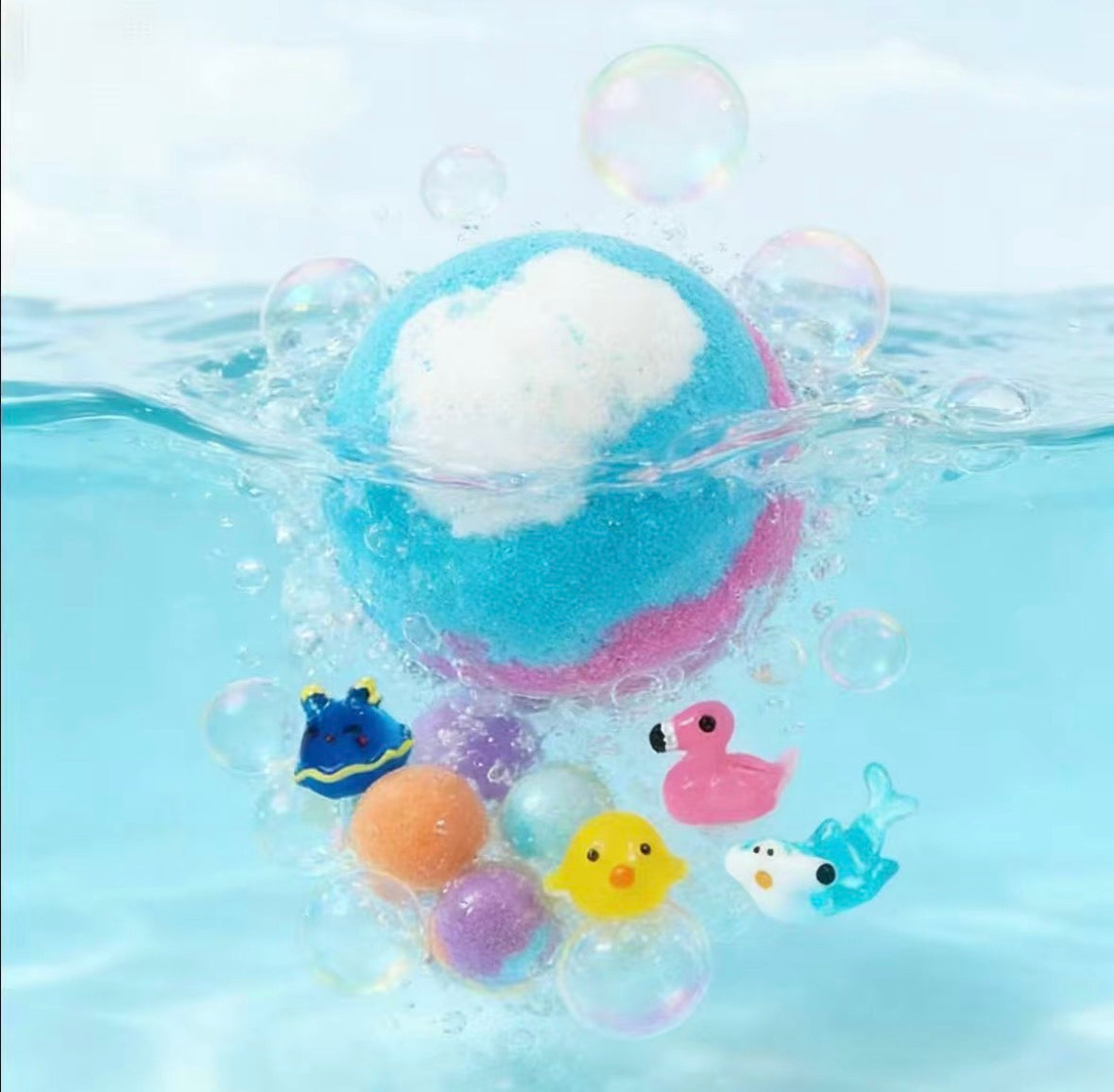 Six-piece dinosaur surprise toy bath bomb set