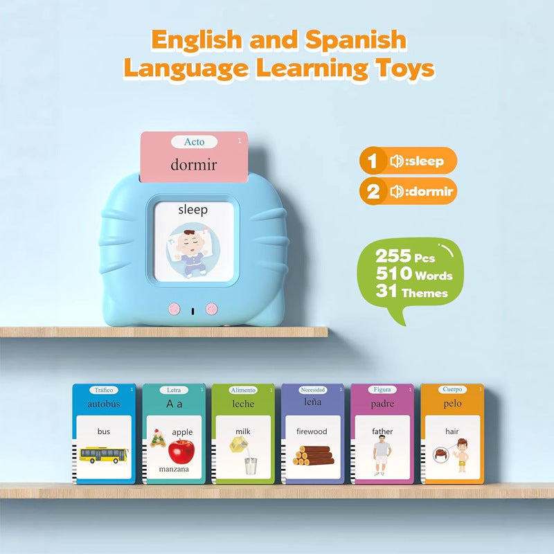 Bilingual Talking Flash Card Machine — 112 Audio Cards for Preschool Learning (English & Spanish)