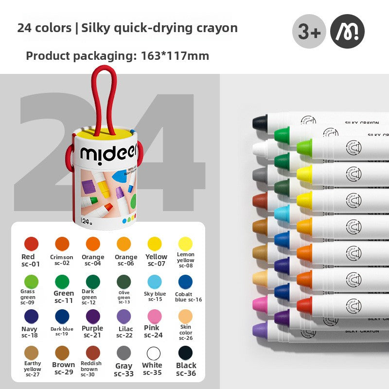 Washable Silky Crayons for Kids — Quick-Dry & Mess-Free (12 & 24 Count)