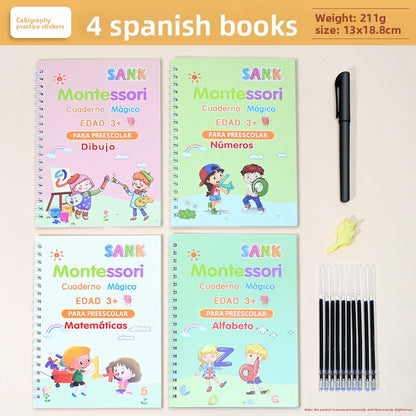 Groove Handwriting Practice Books for Kids — Reusable Tracing Workbooks (4-Pack + Pens)