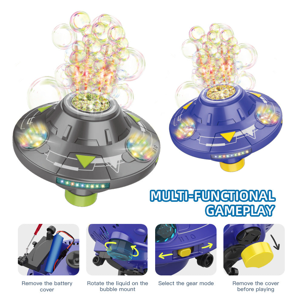 UFO bubble machine with rotating light