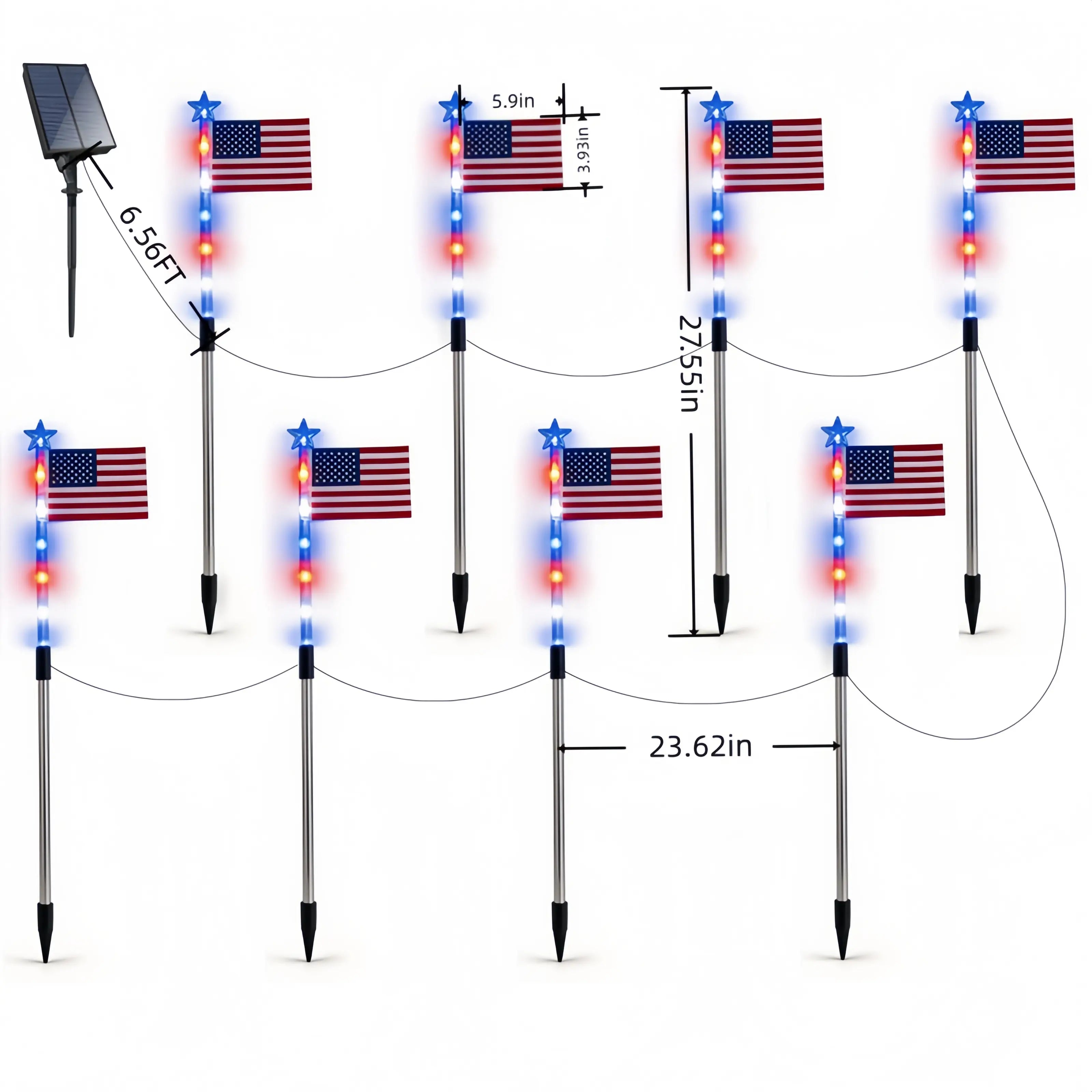 American Flag Solar Lights (8-Pack) — America 250 Edition