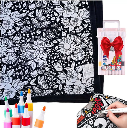 Giant Velvet Coloring Blanket for Kids — Reusable, Washable Markers Included
