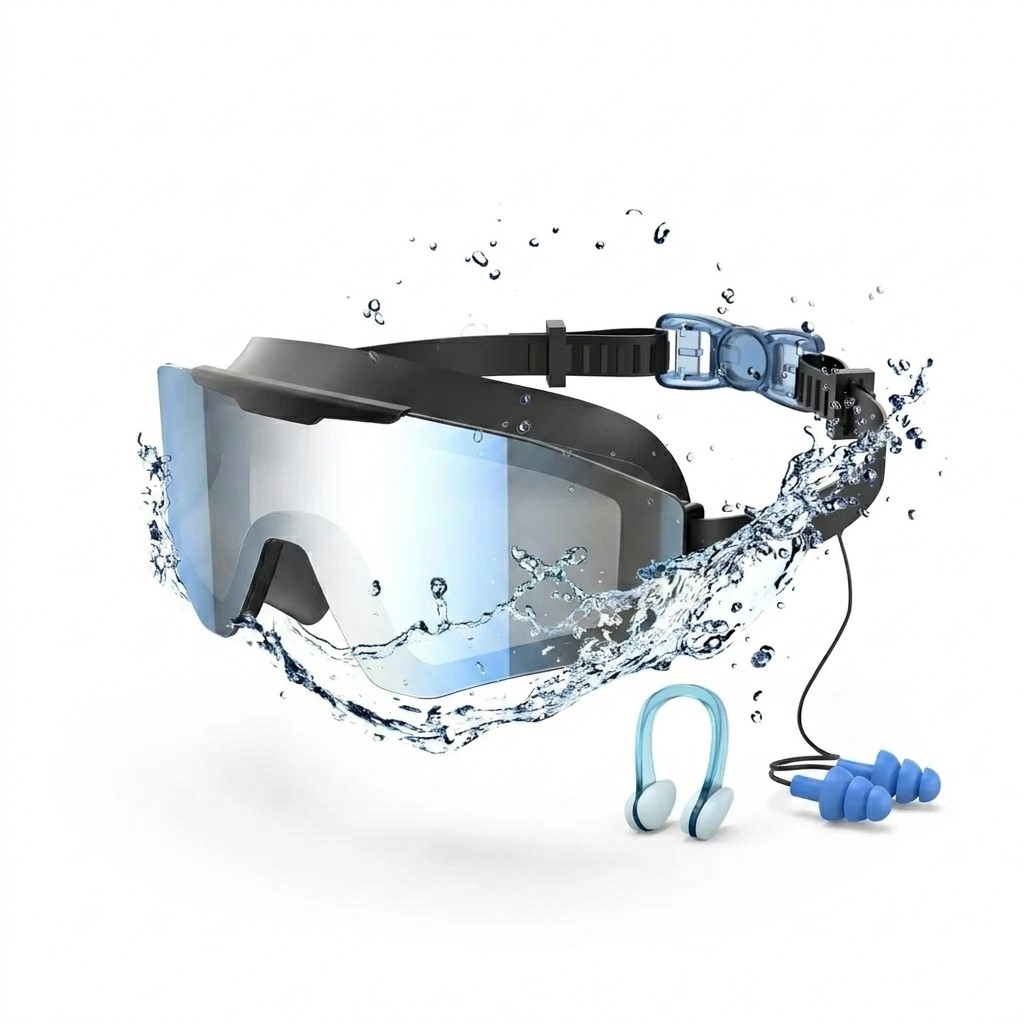 Anti-fog goggles for children - UV protection, full coverage lenses with waterproof earplugs and nose clips