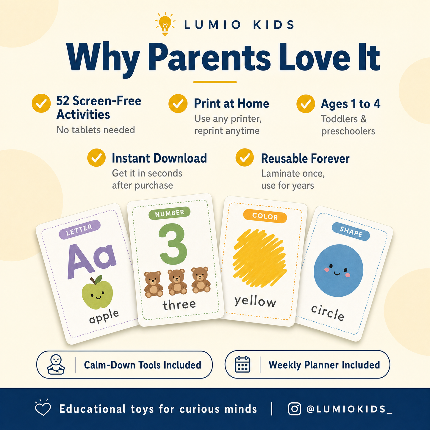 Quiet Time Bundle  52 Screen-Free Toddler Activities + Flashcards & Calm-Down Cards (Printable) PDF